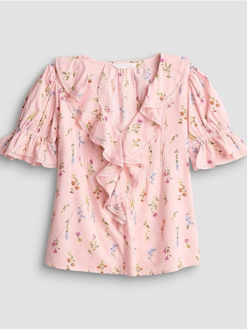 Pink Ruffled Floral Blouse